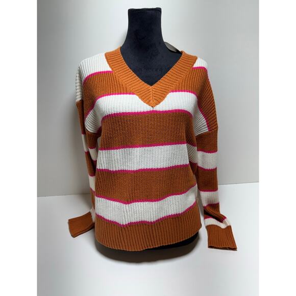 Thereabouts Kids Sweaters Sz Large 14.5/16.5P Plus V Neck Bombay Stripe New - Picture 1 of 11